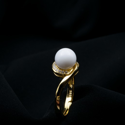 Anello Cerchio della Vita dorato con perlina di latte materno